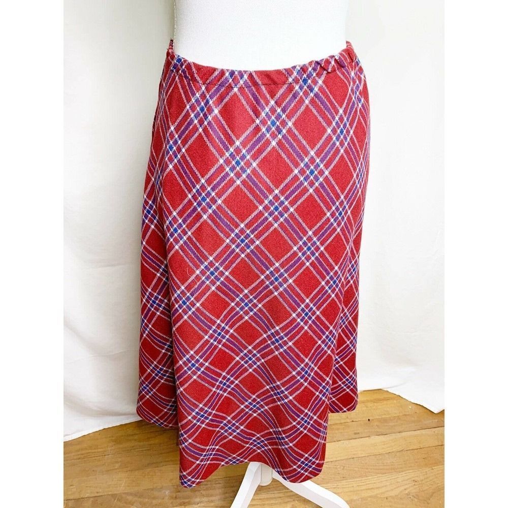 Vintage Red Plaid Bespoke Wool Skirt